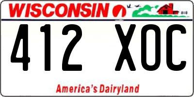 WI license plate 412XOC