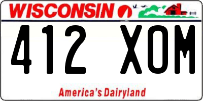 WI license plate 412XOM