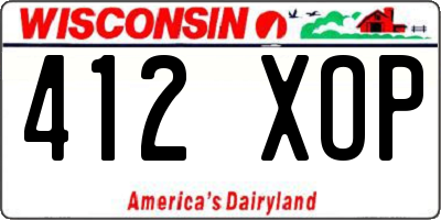 WI license plate 412XOP