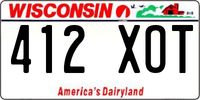 WI license plate 412XOT