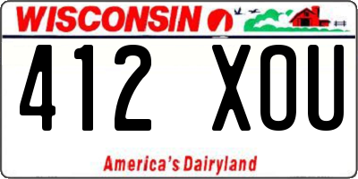WI license plate 412XOU