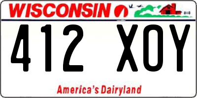 WI license plate 412XOY