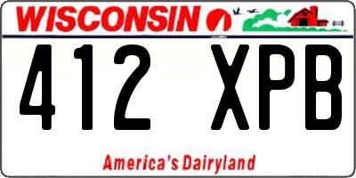 WI license plate 412XPB