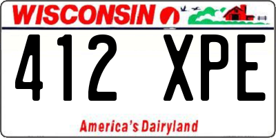 WI license plate 412XPE