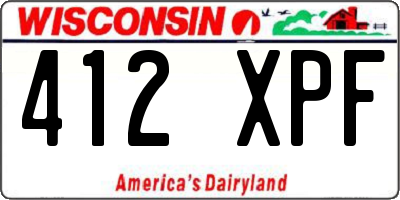 WI license plate 412XPF
