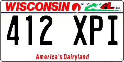 WI license plate 412XPI