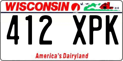 WI license plate 412XPK