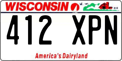 WI license plate 412XPN