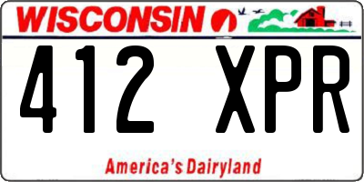 WI license plate 412XPR
