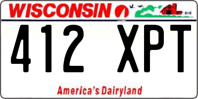 WI license plate 412XPT