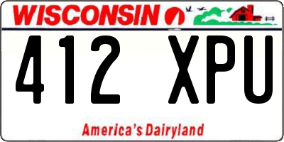 WI license plate 412XPU