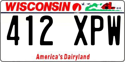 WI license plate 412XPW