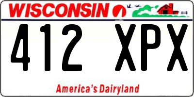 WI license plate 412XPX