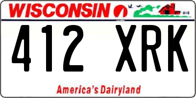 WI license plate 412XRK