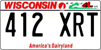 WI license plate 412XRT