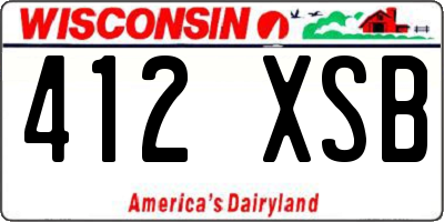 WI license plate 412XSB