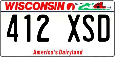 WI license plate 412XSD