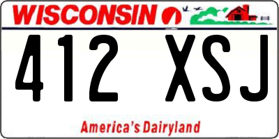 WI license plate 412XSJ