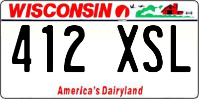 WI license plate 412XSL