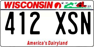 WI license plate 412XSN