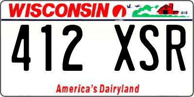 WI license plate 412XSR