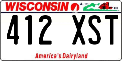 WI license plate 412XST