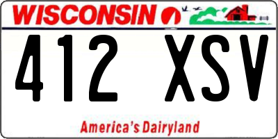 WI license plate 412XSV
