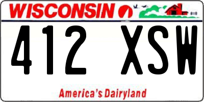 WI license plate 412XSW
