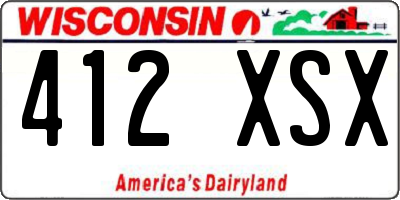 WI license plate 412XSX