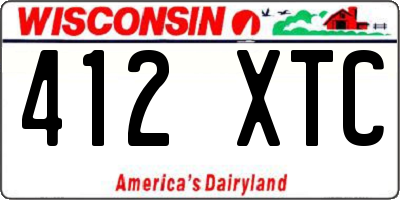 WI license plate 412XTC