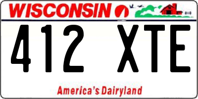 WI license plate 412XTE