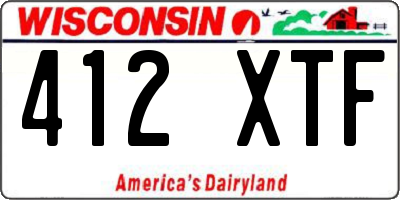 WI license plate 412XTF