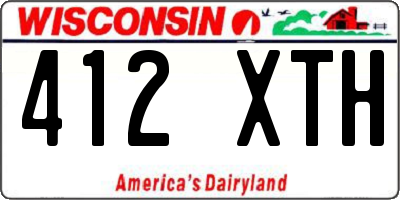 WI license plate 412XTH