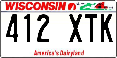 WI license plate 412XTK
