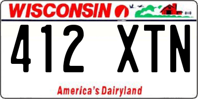 WI license plate 412XTN