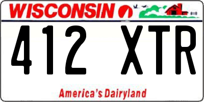 WI license plate 412XTR