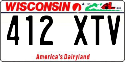 WI license plate 412XTV