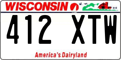 WI license plate 412XTW