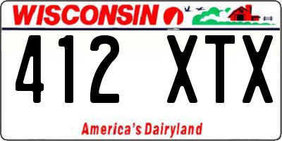 WI license plate 412XTX