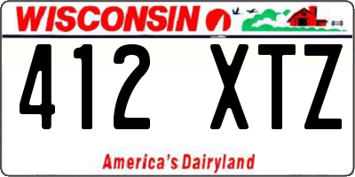 WI license plate 412XTZ