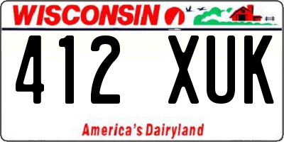 WI license plate 412XUK