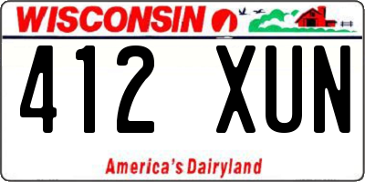 WI license plate 412XUN