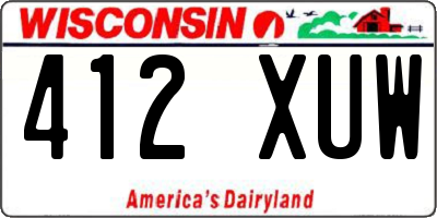 WI license plate 412XUW
