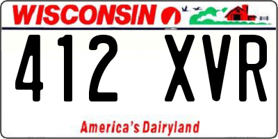 WI license plate 412XVR