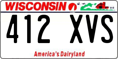 WI license plate 412XVS