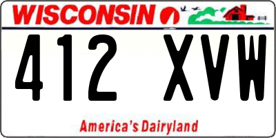WI license plate 412XVW