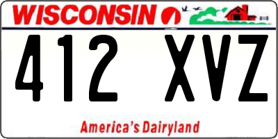 WI license plate 412XVZ