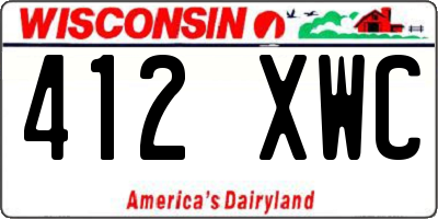 WI license plate 412XWC