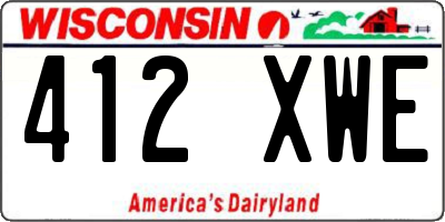 WI license plate 412XWE