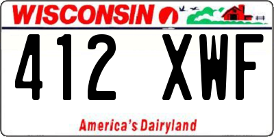 WI license plate 412XWF